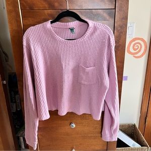 PINK CROP WAFFLE LONG SLEEVE TARGET WILD FABLE MEDIUM